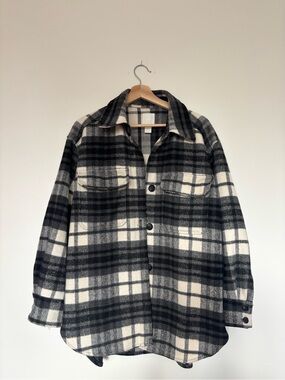 H&M Black and White Plaid Shacket